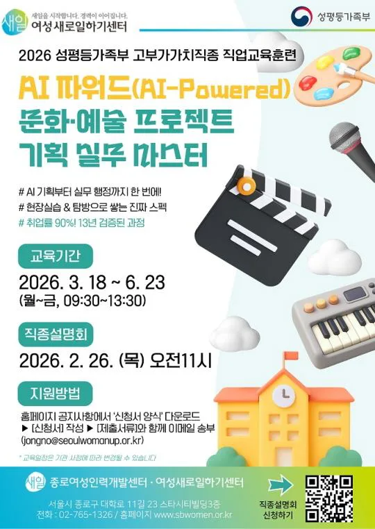[종로여성인력개발센터] AI 파워드 문화·예술 프로젝트 기획 실무 마스터 실무 마스터